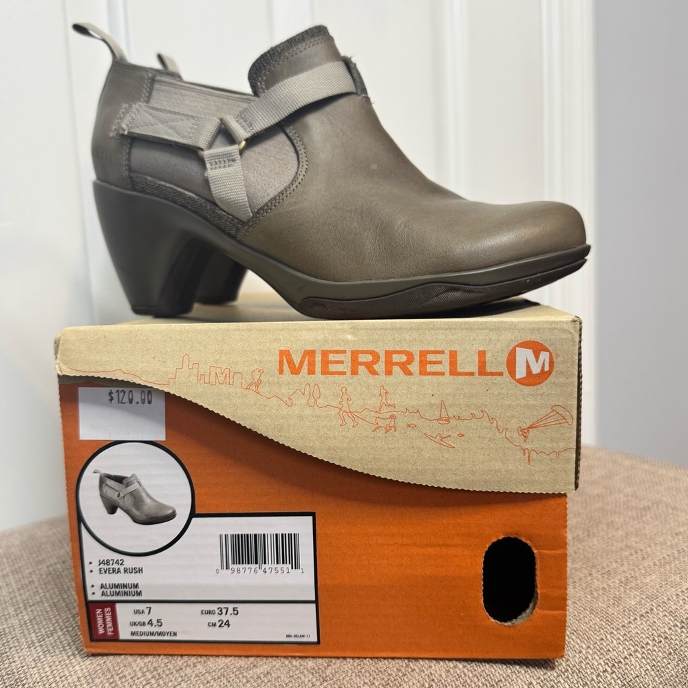 Merrell Evera Rush Women's Gray Leather Shoes Boots Aluminum size 7 - Picture 3 of 9
